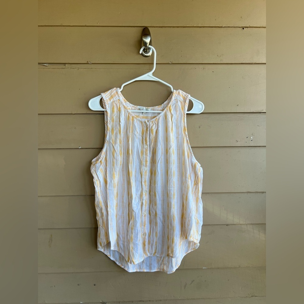 Lucky Brand Boho Button Down Tank Top - Size L - Summer Hippie Peasant Casual